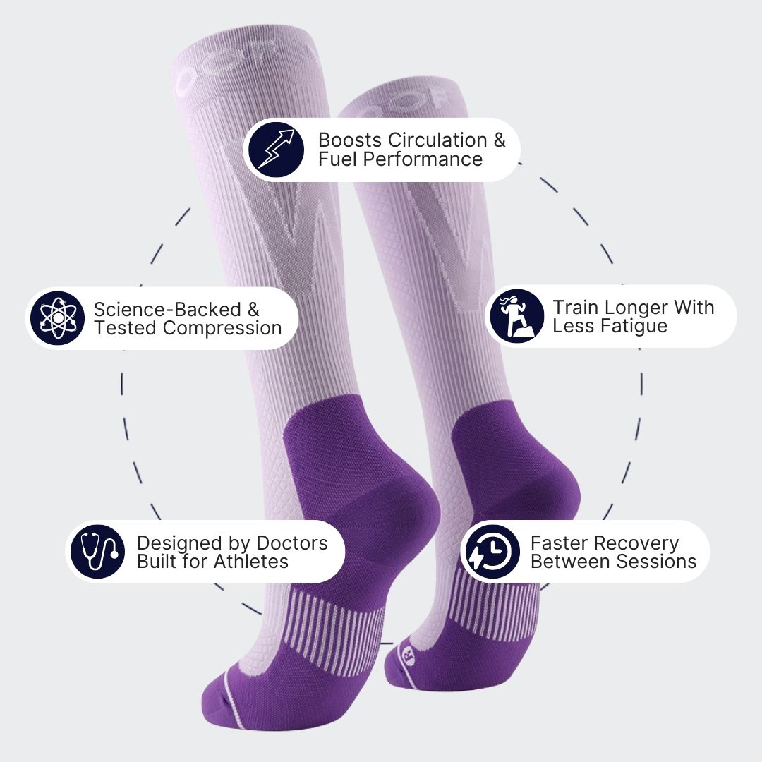 Performance Compression Socks, Purple and Fluro Purple