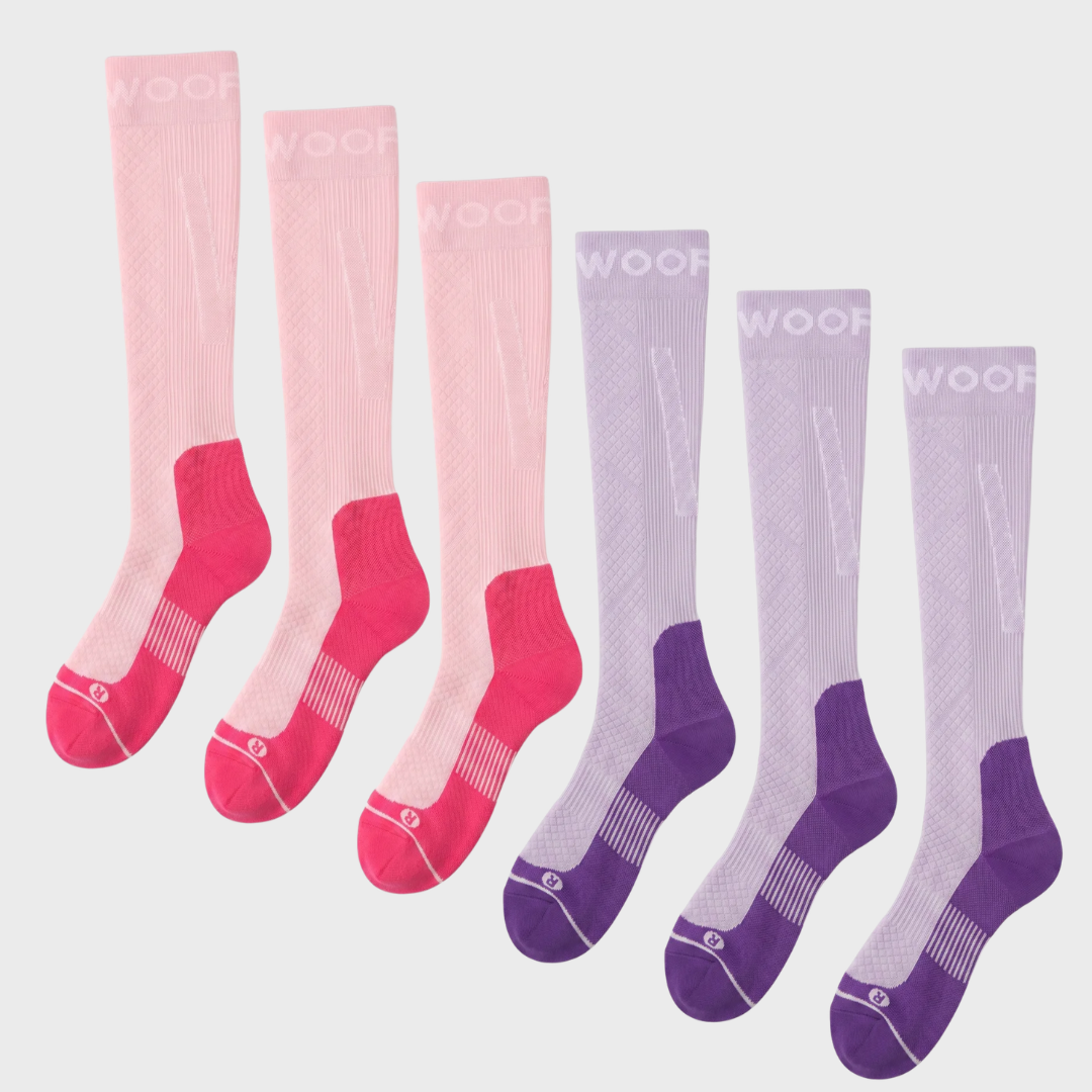 Pink & Purple Performance Compression Socks 6 Pack