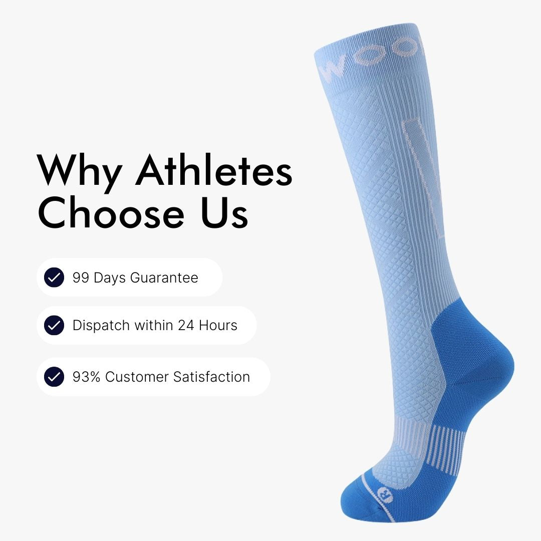 Performance Compression Socks, Blue and Fluro Blue