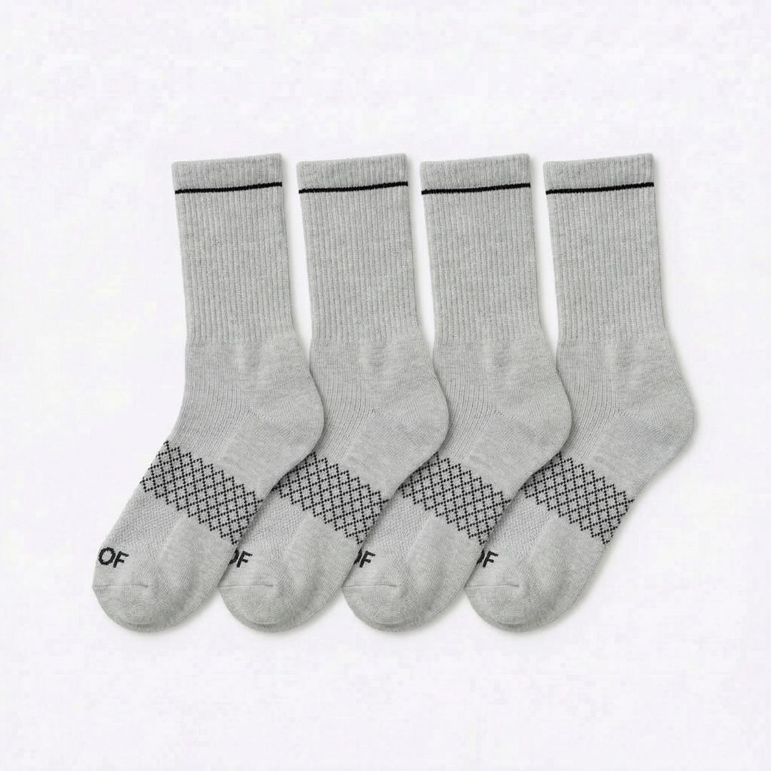 Grey Bamboo Crew Compression Socks 4 Pack