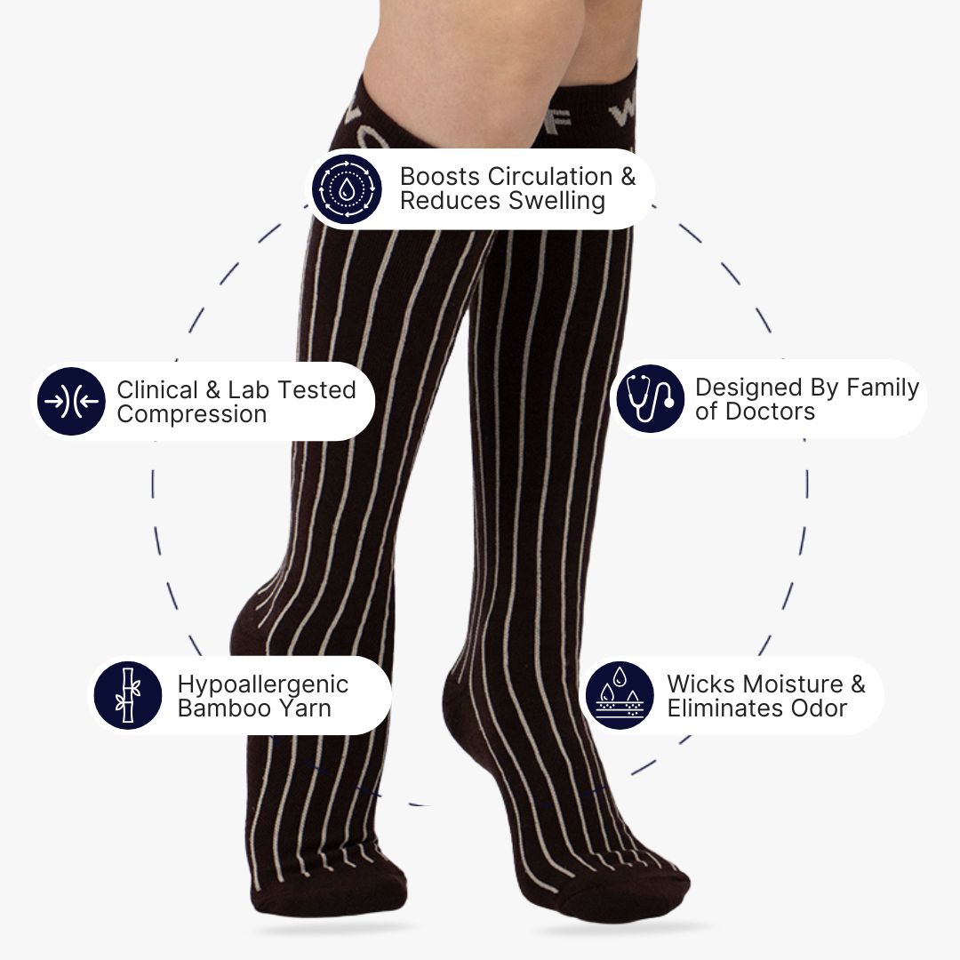 Pinstripe Bamboo Compression Socks (Old Sizing)